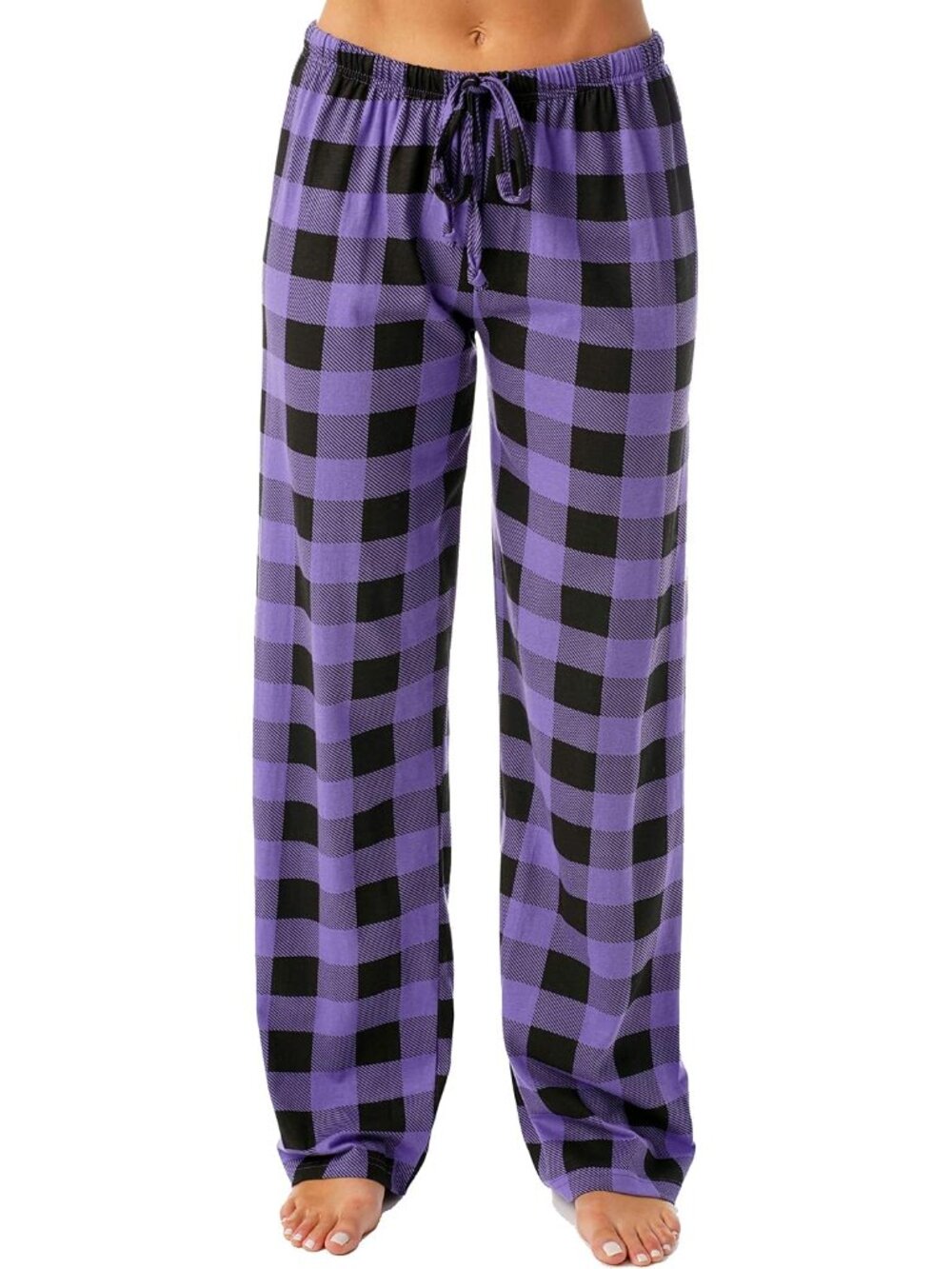 Women's Buffalo Plaid Pajama Pants, 100% Cotton Jersey Knit Sleep and Lounge PJ